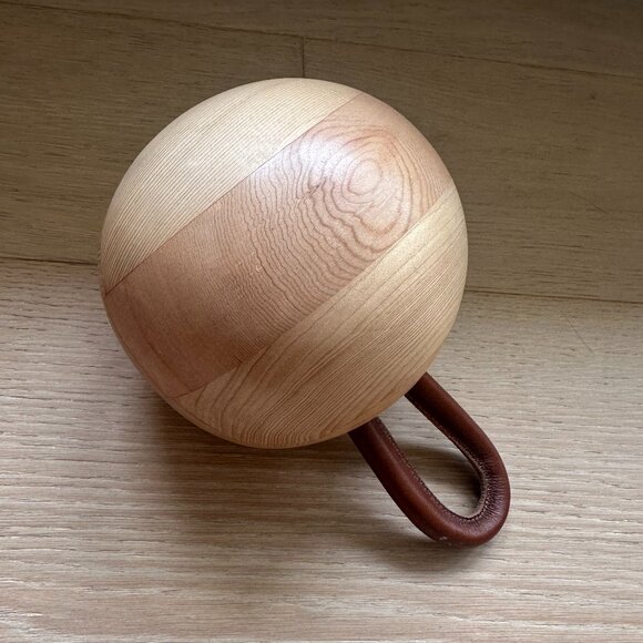 Decorative Wooden Orb with Leather Strap Mcgee - Picture 2 of 2